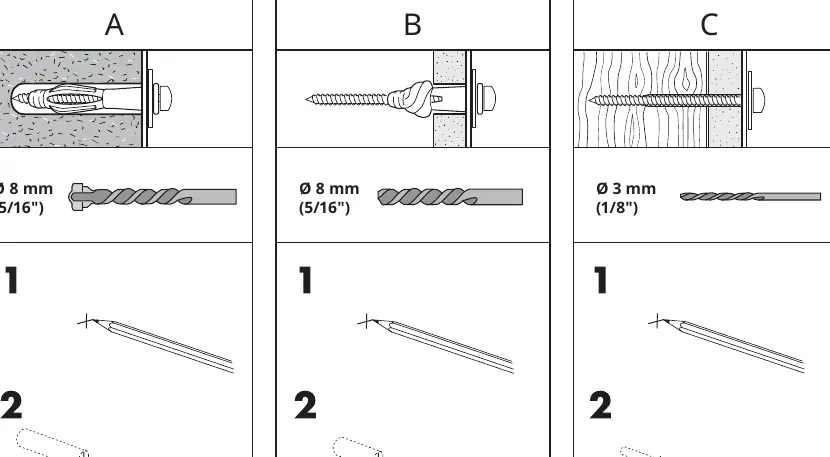 Wall mounting drill specifications