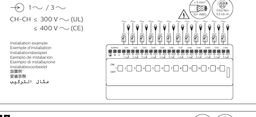 Wiring diagram A: 1-phase/3-phase configuration