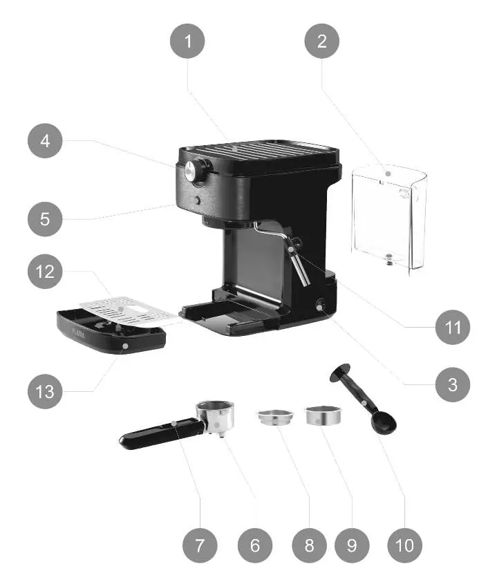 Components of the coffee machine