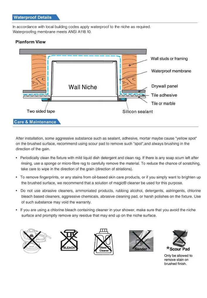 Planform view of the wall niche assembly.