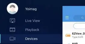 EZView app menu