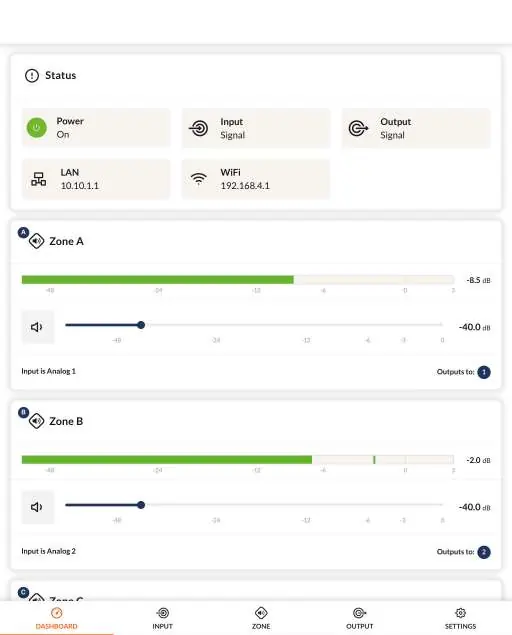 Configuration Dashboard display