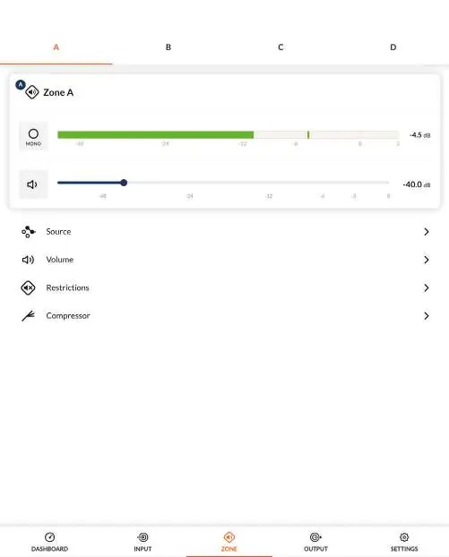Zone Tab display