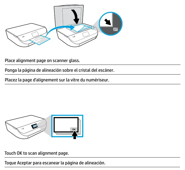 Placing the alignment page on the scanner glass.