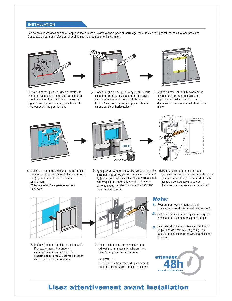 Installation process steps 1-8