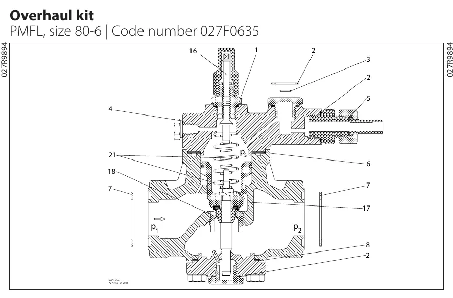Exploded view diagram of the PMFL valve assembly