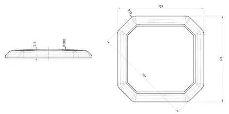 Technical drawing of the 124mm light unit
