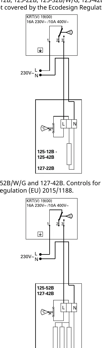 Wiring diagram for KRT series thermostat control