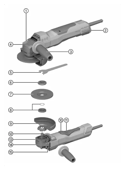 Product overview of the AG 125-20D angle grinder