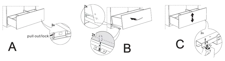Drawer removal and installation steps