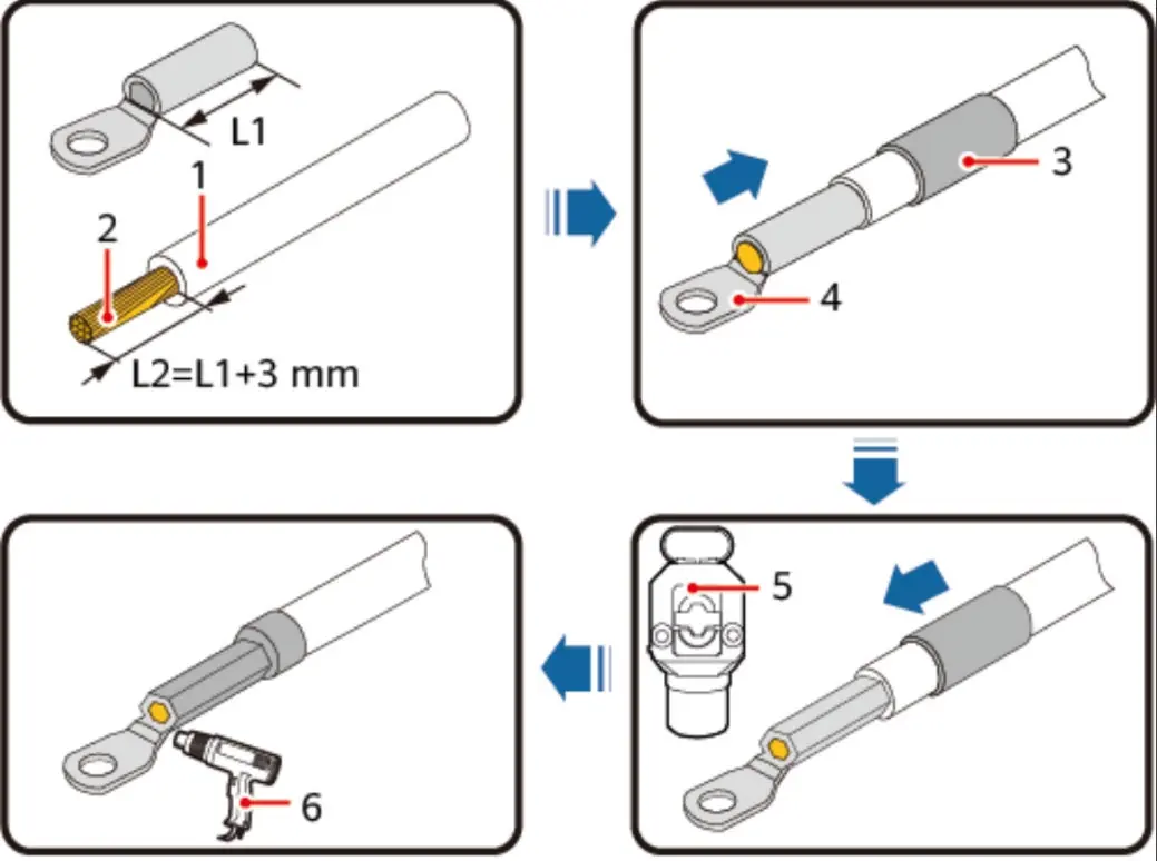 Crimped OT terminals