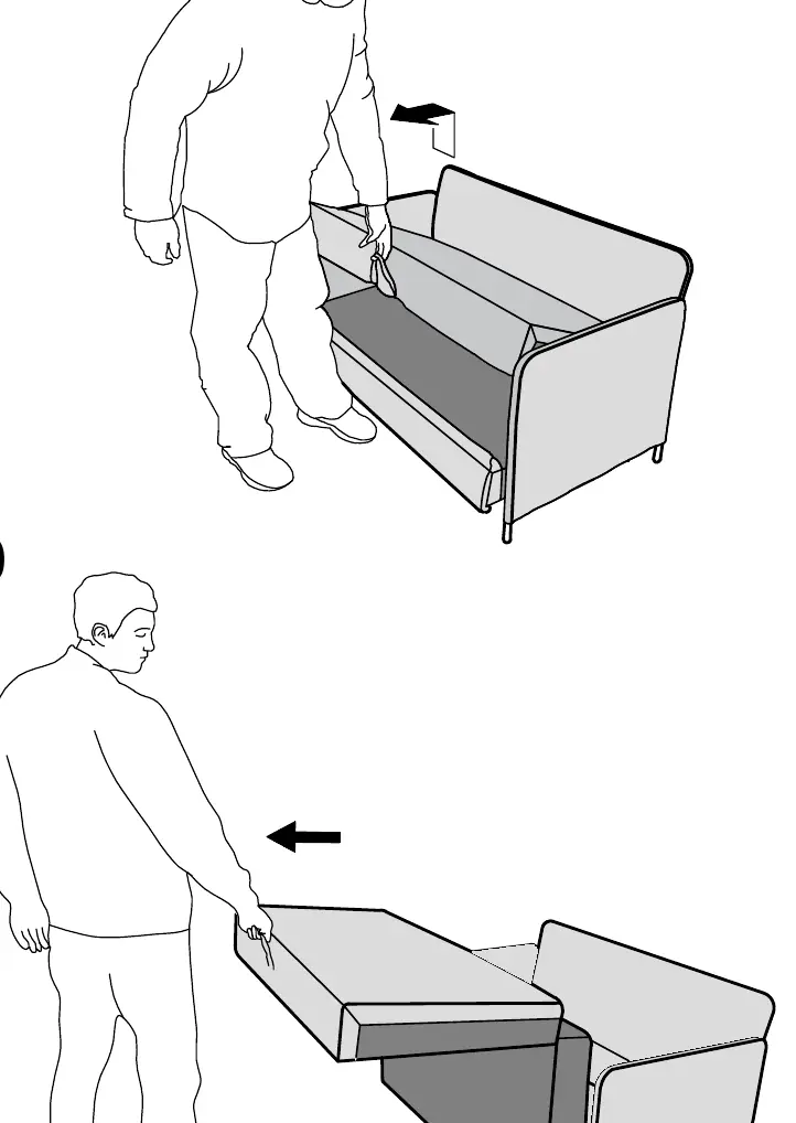 Operating the sofa bed mechanism