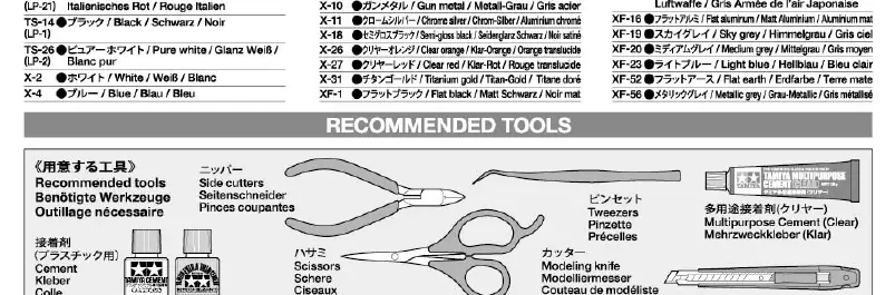 Required tools and paints