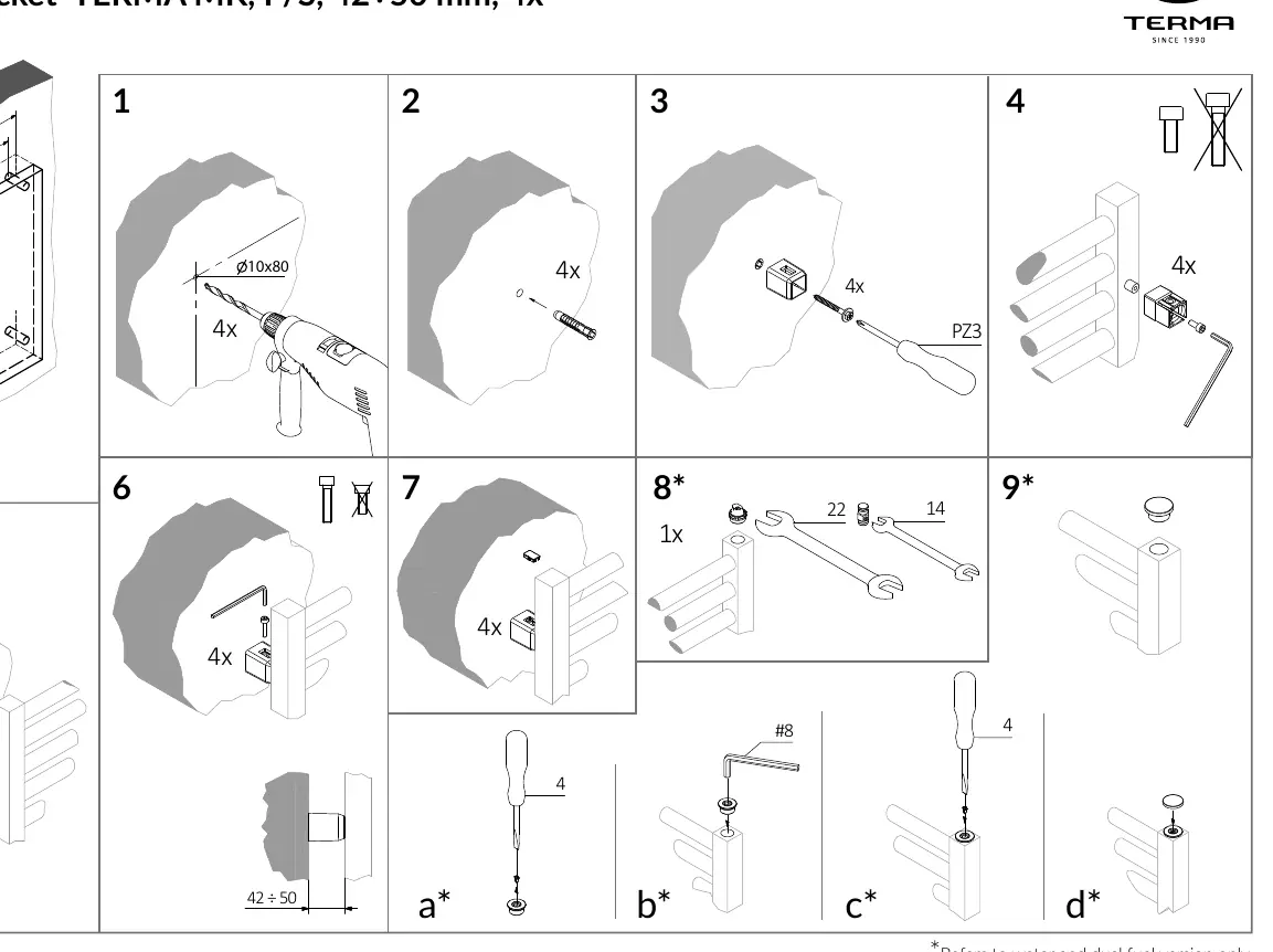 Step-by-step installation diagram