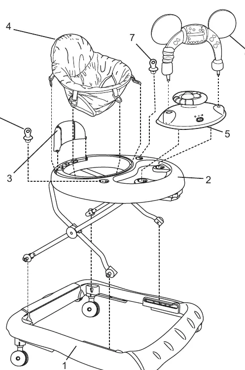 Exploded view of components