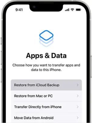 Apps & Data screen