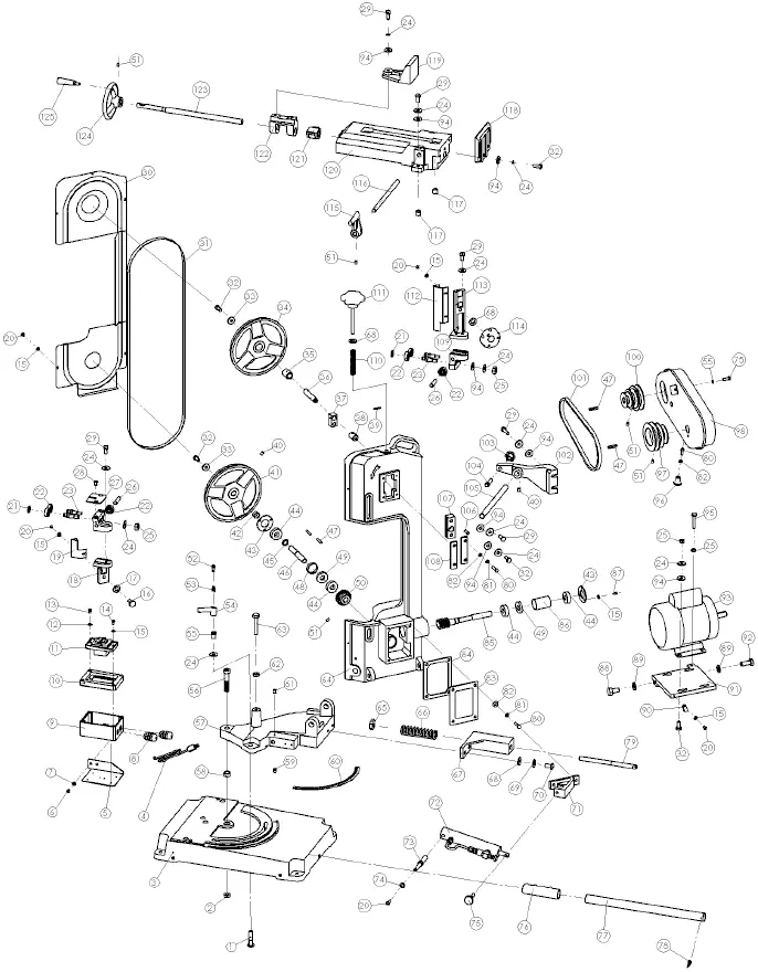 Exploded view of the machine