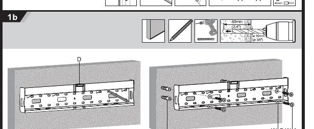 Installation procedure for concrete or brick walls.