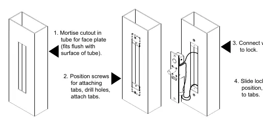 Easy installation steps for mortising and mounting the lock.