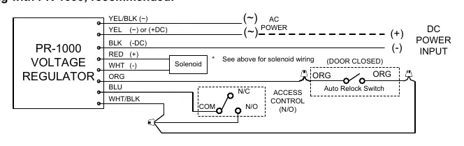 Wiring diagram with PR-1000 regulator.