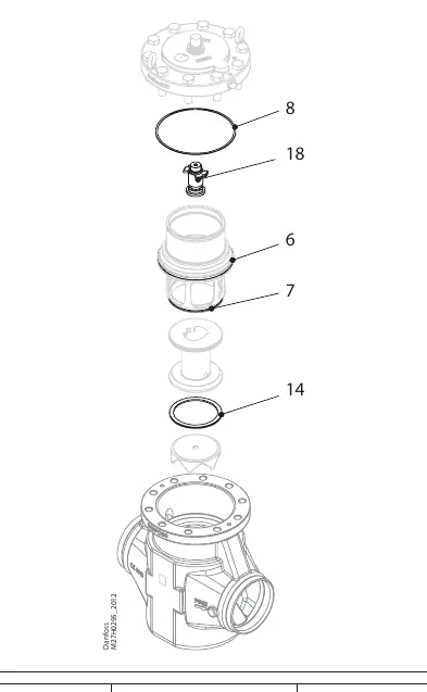 Exploded view of the ICM valve with numbered components