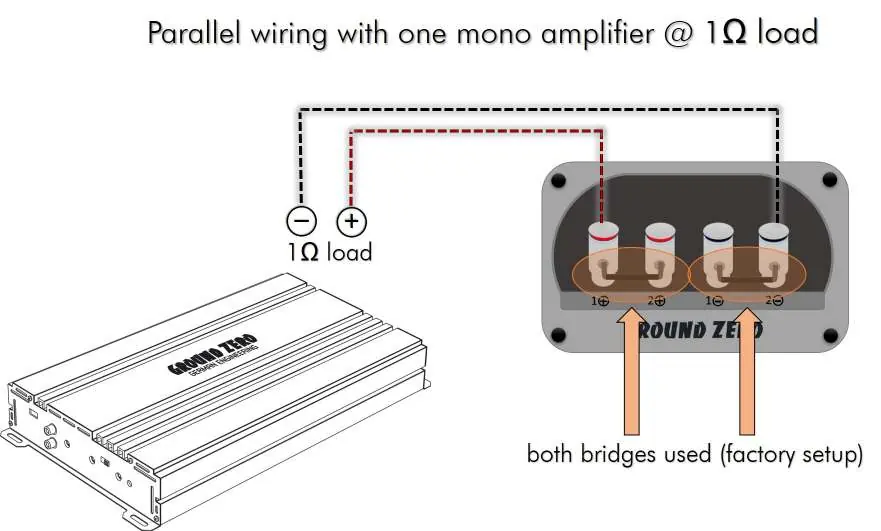 Parallel wiring configuration for 1 Ohm load