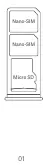 SIM and Micro SD card tray layout