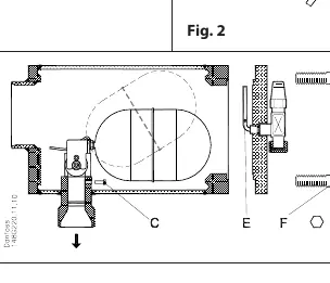 Assembly details including screw C and ventilating pipe E