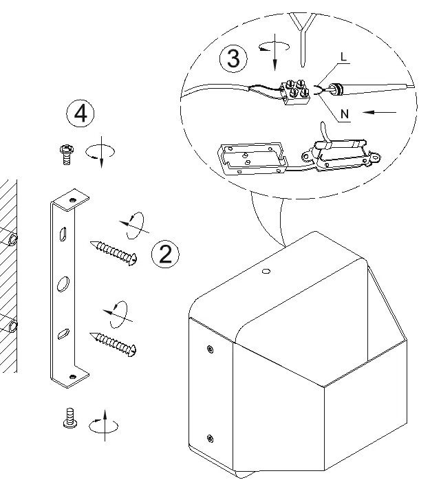 Installation steps for the TRIO Arino wall lamp