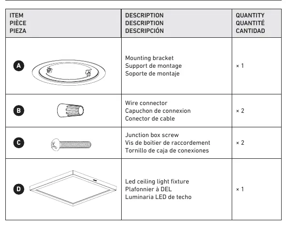 Included hardware components