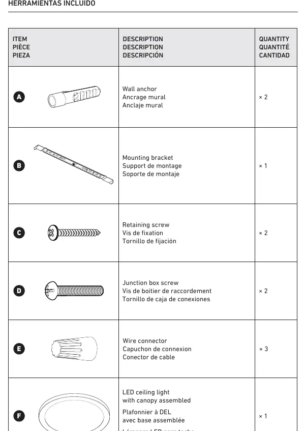 Included hardware components