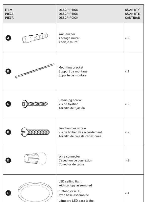 Included hardware components