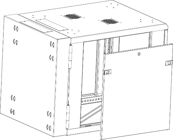 Verify the cabinet structure with the side panel partially open.
