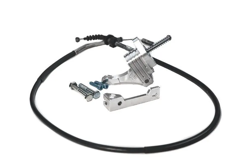 Kit contents including actuator, cable, and bracket