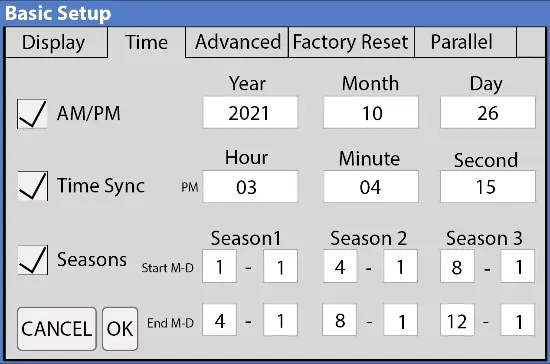 Basic Setup menu