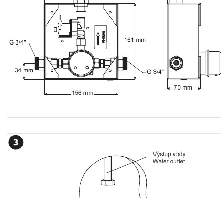 Dimensions and plumbing connections
