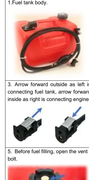 Operating steps for hose connection and priming