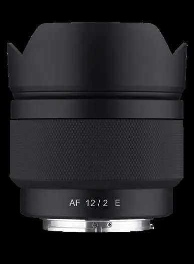 Rokinon 12mm F2.0 AF lens product view.