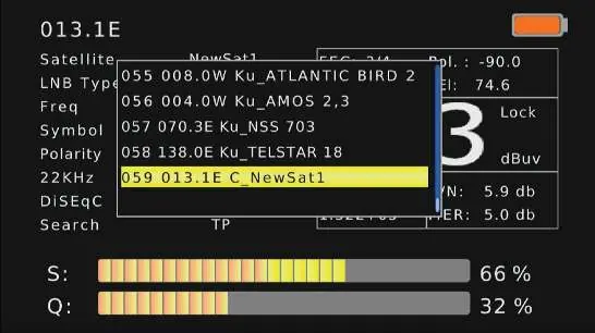 Satellite finding interface