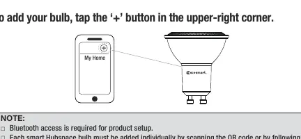 Adding a bulb using the Hubspace app.