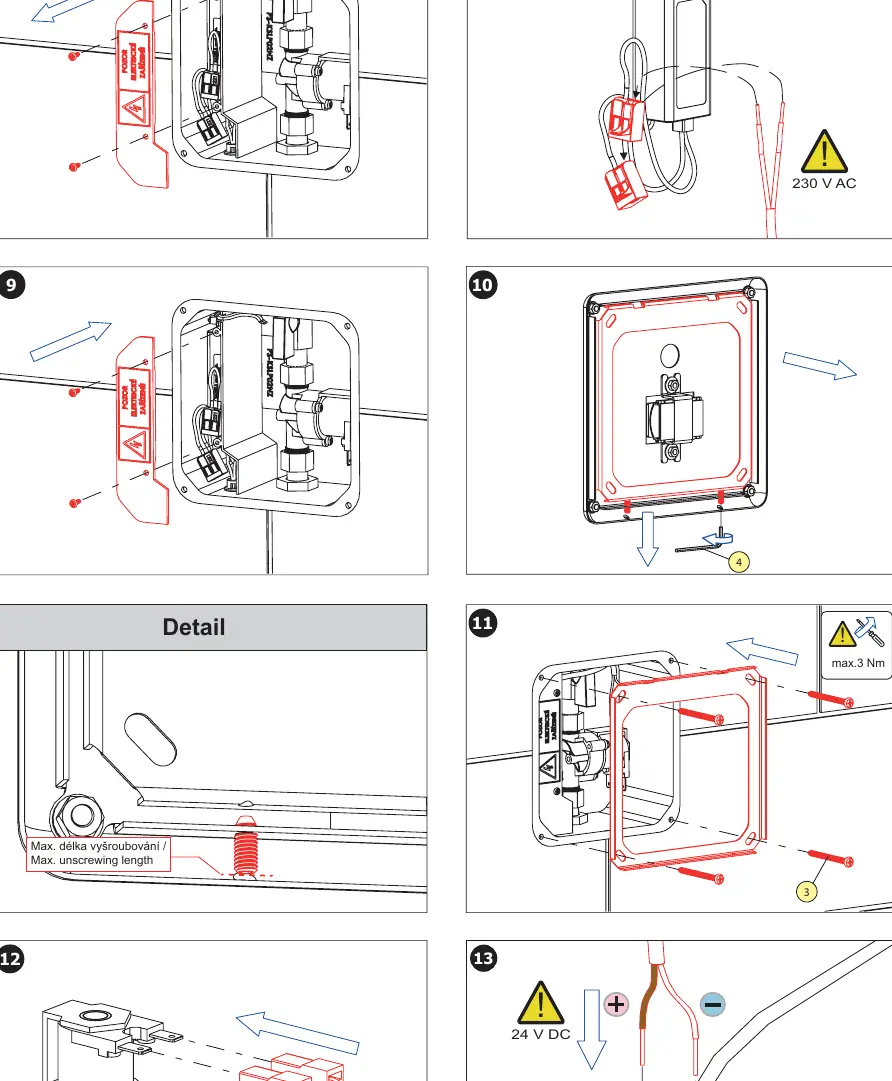 Electrical connection and final assembly steps 7-13
