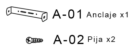 Parts list: A-01 bracket and A-02 screws.