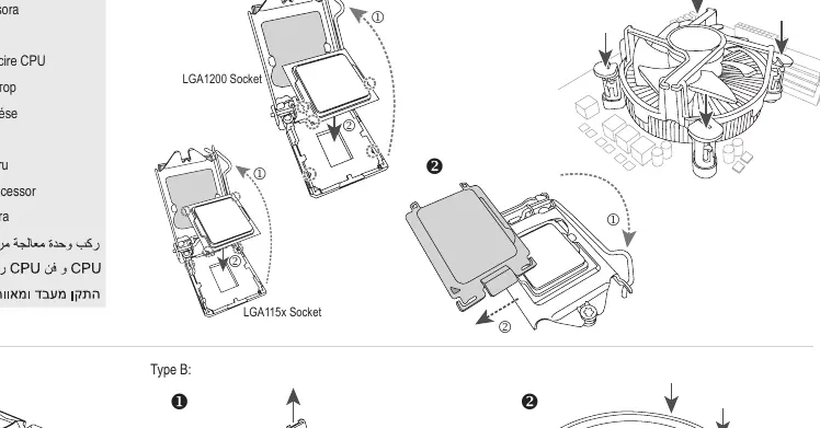 CPU and CPU cooler installation for Intel and AMD sockets.