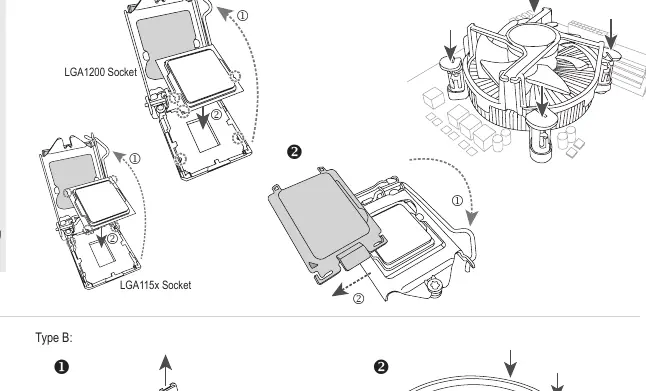 CPU and CPU cooler installation for Intel and AMD sockets.