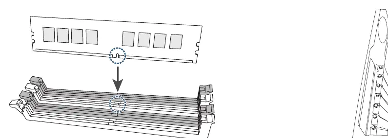 Memory module installation into DIMM slots.