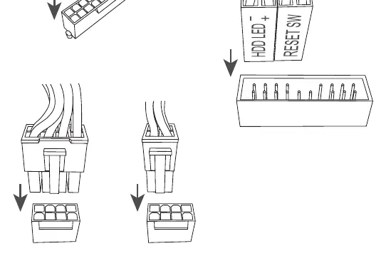 Connecting internal cables to the motherboard.