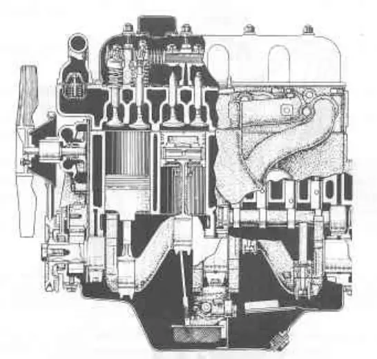 Cross Sectional Side View of the engine