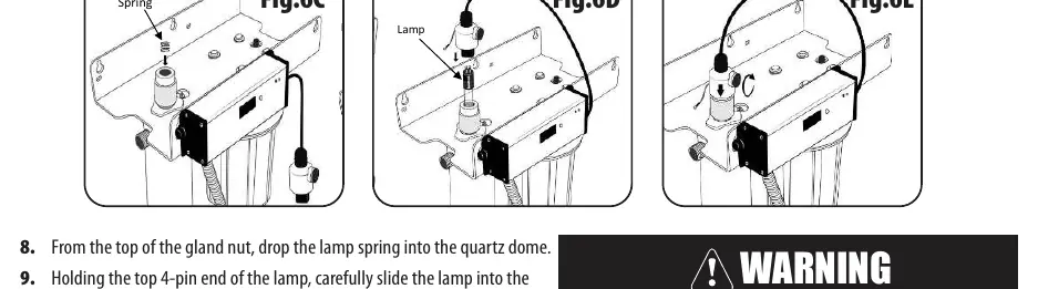 Lamp and spring installation sequence.