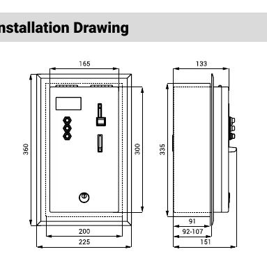 Installation drawing with dimensions