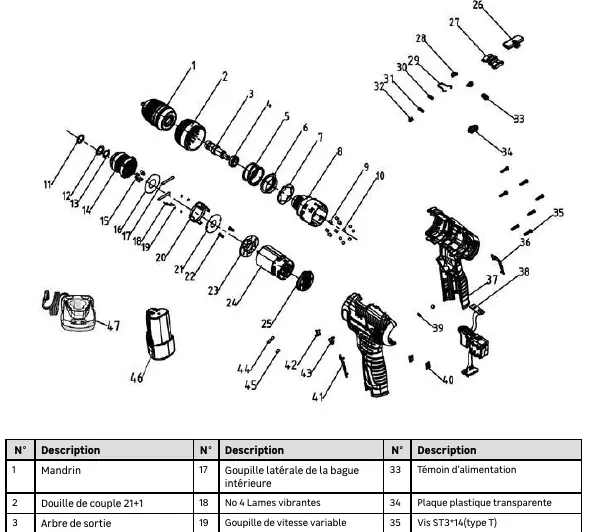 Exploded view of the 12SD2-25RC.1A drill